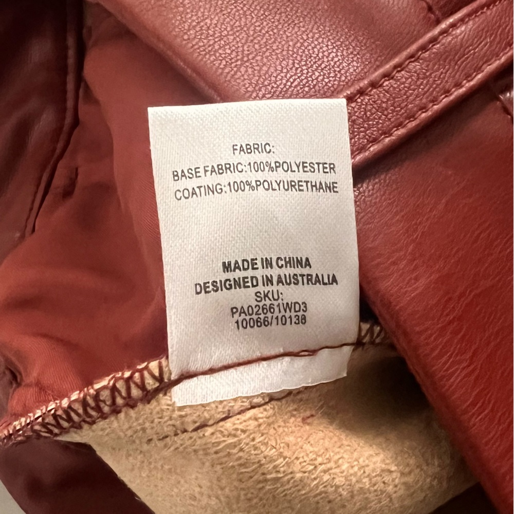 NWT Meshki dark cherry chocolate buttery soft faux leather pants - Picture 10 of 12